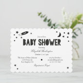 Invitation baby shower moderne. Noir et blanc (Debout devant)