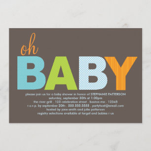 Invitation Baby shower moderne Oh Baby Boy