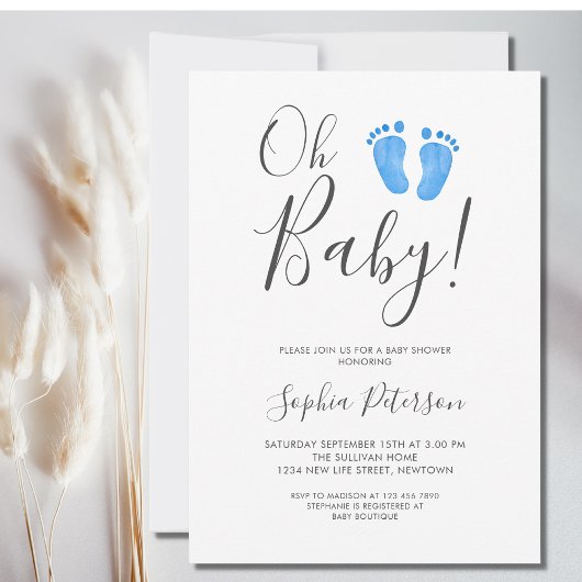 Invitation Baby shower moderne Oh Baby Boy