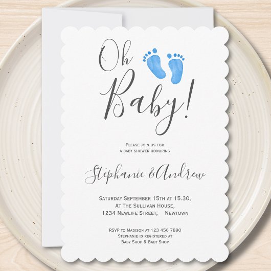 Invitation Baby shower moderne Oh Baby Boy Couples