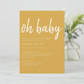 Invitation Baby shower moderne Oh Baby Jaune (Debout devant)