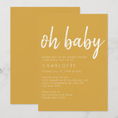 Invitation Baby shower moderne Oh Baby Jaune (Devant / Derrière)