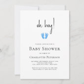 Invitation Baby shower moderne Oh Boy Blue (Devant)