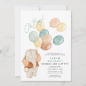 Invitation Baby shower moderne Oh Boy Elephant Balloons (Devant)