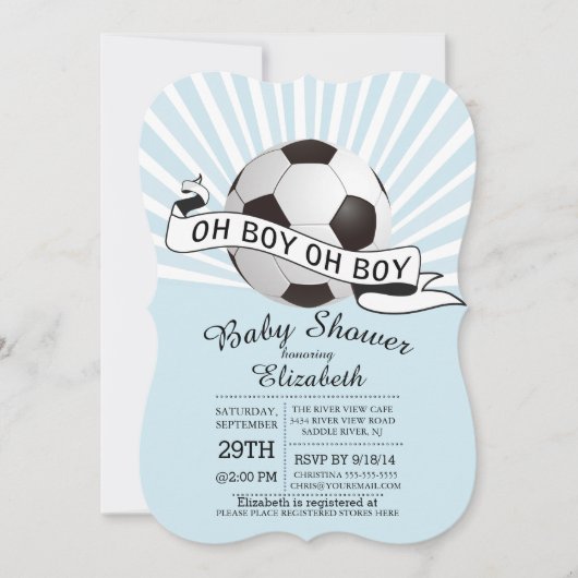 Invitation Baby shower moderne Oh Boy Soccer Boys (Devant)
