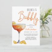 Invitation Baby Shower Moderne Orange Brunch et Bulles (Debout devant)