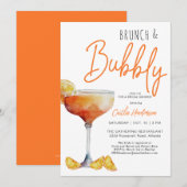 Invitation Baby Shower Moderne Orange Brunch et Bulles (Devant / Derrière)