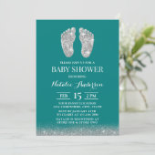 Invitation Baby shower moderne Parties scintillant argent pi (Debout devant)
