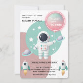 Invitation Baby shower moderne Pastel Space Explorer (Devant)