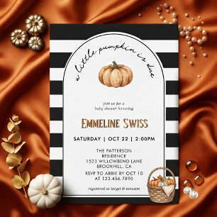 Invitation Baby Shower Moderne Petite Citrouille Noir & Blanc