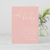 Invitation Baby shower moderne photo rose pâle (Debout devant)
