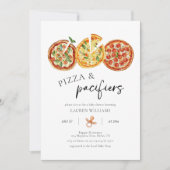 Invitation Baby shower moderne Pizza & Pacificateurs (Devant)