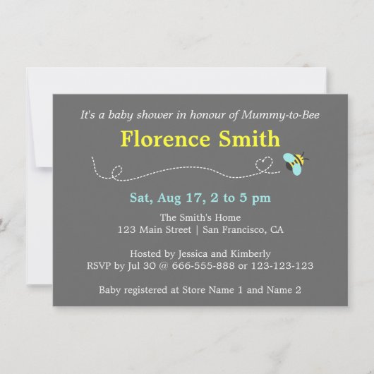 Invitation Baby Shower Moderne pour la Future Maman en Thème (Devant)