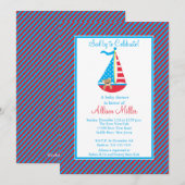 Invitation Baby shower moderne pour voiliers nautiques (Devant / Derrière)