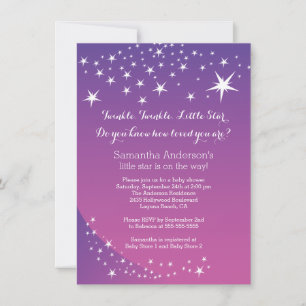 Invitation Baby shower moderne Purple Star