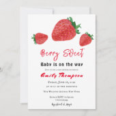Invitation Baby shower moderne Red Strawberry Berry Sweet (Devant)