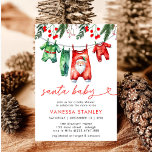 Invitation Baby shower moderne Red Winter Christmas Père Noël<br><div class="desc">Préparez la scène pour une fête festive avec notre Invitation de Baby shower Père Noël Red Winter Modern. Ce design est composé d'un joyeux Père Noël et d'un arrière - plan rouge audacieux, agrémenté d'élégants flocons de neige et de verdure hivernale, créant un parfait mélange de style moderne et de...</div>