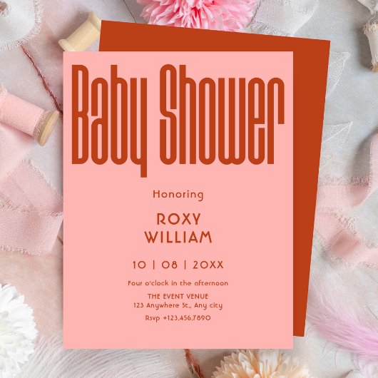 Invitation Baby shower moderne rétro