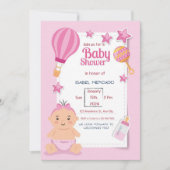 Invitation Baby shower moderne rose (Devant)