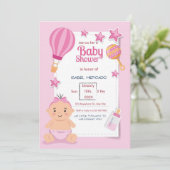 Invitation Baby shower moderne rose (Debout devant)