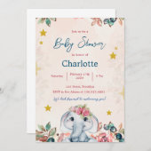 Invitation Baby shower moderne rose et bleu (Devant / Derrière)