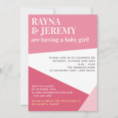 Invitation Baby shower moderne rose géométrique fille couple (Devant)