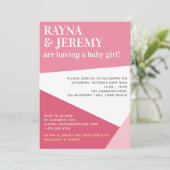 Invitation Baby shower moderne rose géométrique fille couple (Debout devant)