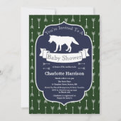 Invitation Baby shower moderne Rustique Green & Blue Wolf Flè (Devant)