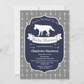 Invitation Baby shower moderne Rustique Gris & Blanc Wolf Flè (Devant)