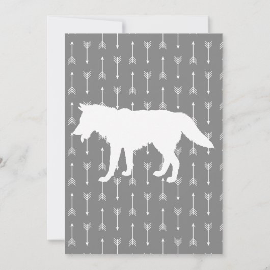 Invitation Baby shower moderne Rustique Gris & Blanc Wolf Flè (Dos)