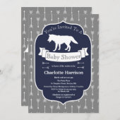 Invitation Baby shower moderne Rustique Gris & Blanc Wolf Flè (Devant / Derrière)