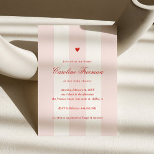 Invitation Baby Shower Moderne Saint-Valentin au Cœur en Rayu