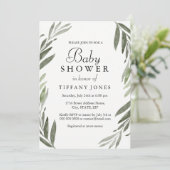 Invitation Baby shower moderne simple feuille verte Invitatio (Debout devant)