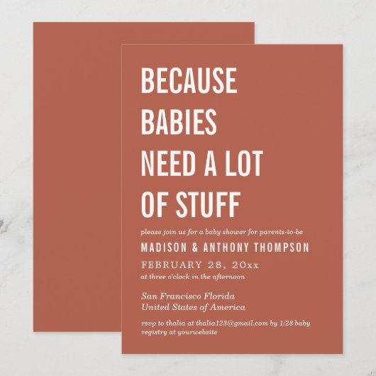 Invitation Baby shower moderne simple genre neutre désert (Devant / Derrière)