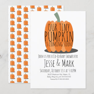 Invitation Baby Shower Moderne Simple Mini Citrouille