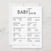 Invitation Baby shower moderne simple Neutral Trivia Card (Devant)