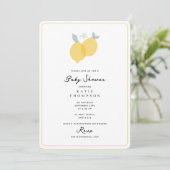 Invitation Baby shower moderne simple Pastel Citrus Lemons (Debout devant)