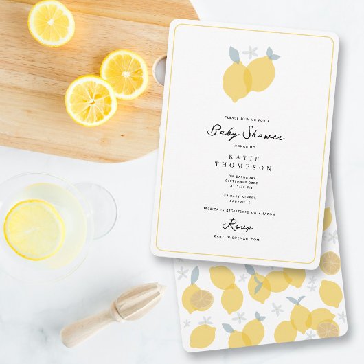 Invitation Baby shower moderne simple Pastel Citrus Lemons