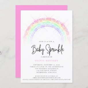 Invitation Baby shower moderne Sparkling Rainbow Baby Sprinkl