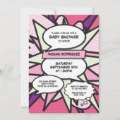 Invitation Baby shower moderne Sprinkle Girl Rose Comic Book (Devant)