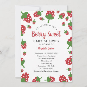 Invitation Baby Shower Moderne Sucré aux Fruits Rouges