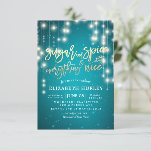 Invitation Baby-Shower Moderne Sucre & Épice & Tout Ce Qui Es (Debout devant)