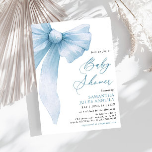 Invitation Baby shower moderne tendance Blue Bow
