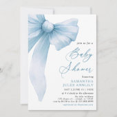 Invitation Baby shower moderne tendance Blue Bow (Devant)