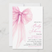 Invitation Baby shower moderne tendance Bow rose (Devant)