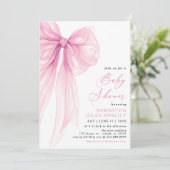 Invitation Baby shower moderne tendance Bow rose (Debout devant)