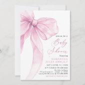 Invitation Baby shower moderne tendance Bow rose (Devant)