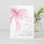 Invitation Baby shower moderne tendance Bow rose (Debout devant)
