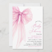 Invitation Baby shower moderne tendance Bow rose (Devant)