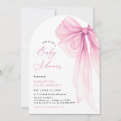 Invitation Baby shower moderne tendance Bow rose (Devant)